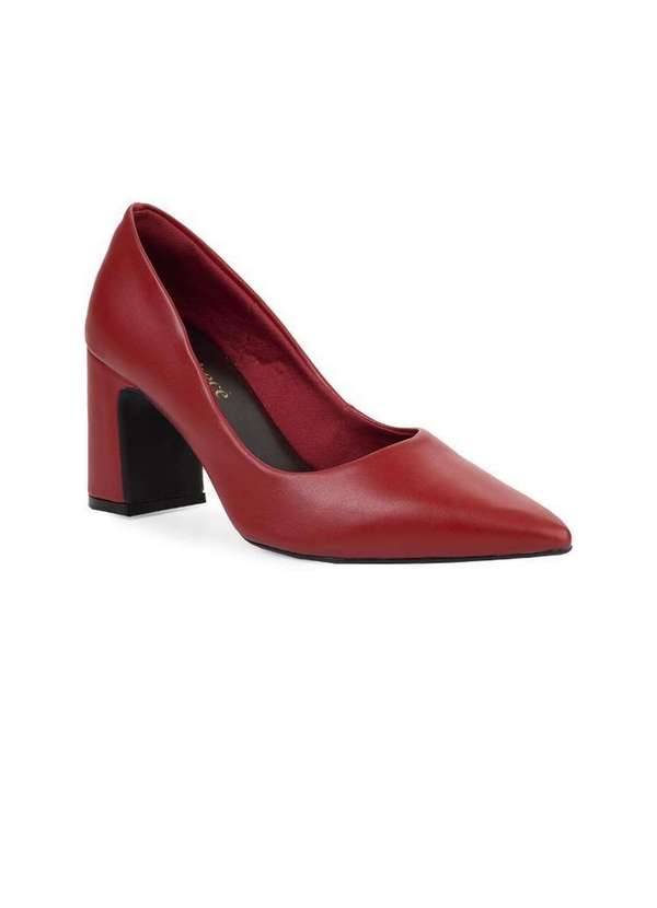 Bebecê - Scarpin Bebecê Salto Bloco Classico Vermelho 3