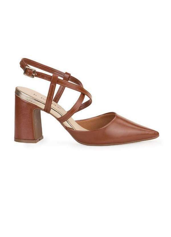 Bebecê - Scarpin Bebecê Salto Bloco Semi Aberto Sofisticado Marrom