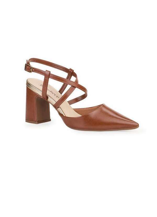 Bebecê - Scarpin Bebecê Salto Bloco Semi Aberto Sofisticado Marrom 3