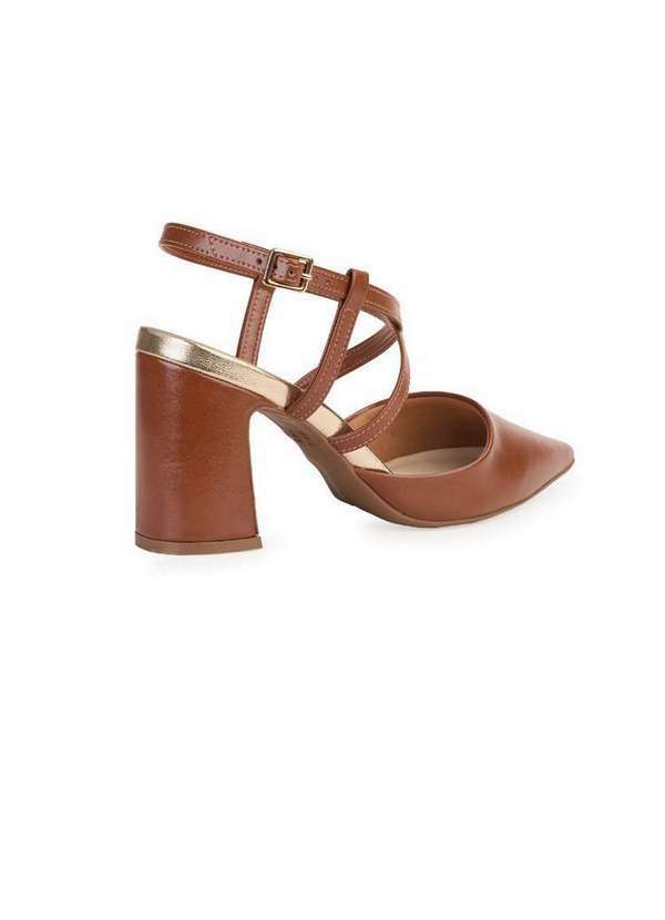 Bebecê - Scarpin Bebecê Salto Bloco Semi Aberto Sofisticado Marrom 4