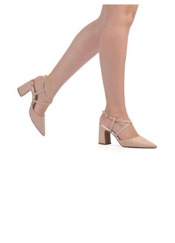 Bebecê - Scarpin Bebecê Salto Bloco Semi Aberto Sofisticado Nude 2