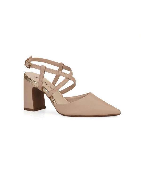 Bebecê - Scarpin Bebecê Salto Bloco Semi Aberto Sofisticado Nude 3