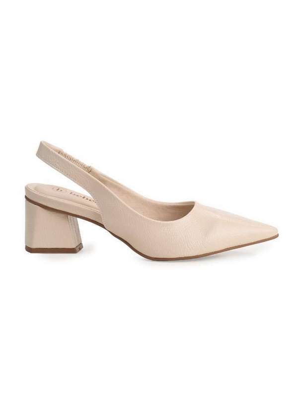 Bebecê - Scarpin Bebecê Salto Bloco Slingback Creme