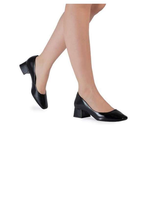 Bebecê - Scarpin Bebecê Salto Médio Bico Quadrado Verniz Preto 2