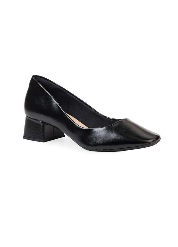 Bebecê - Scarpin Bebecê Salto Médio Bico Quadrado Verniz Preto 3