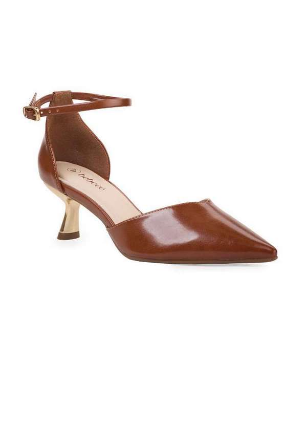 Bebecê - Scarpin Bebecê Salto Médio com Tira no Tornozelo Marrom 3