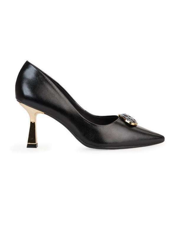Bebecê - Scarpin Bebecê Salto Taça Bico Fino com Pedraria Preto