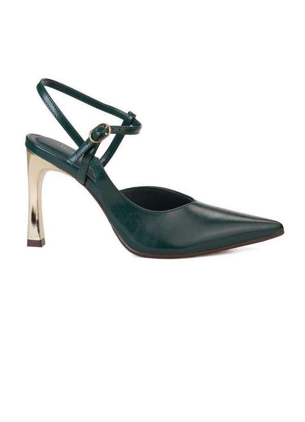 Bebecê - Scarpin Bebecê Slingback Salto Fino com Tiras Cruzadas Verde
