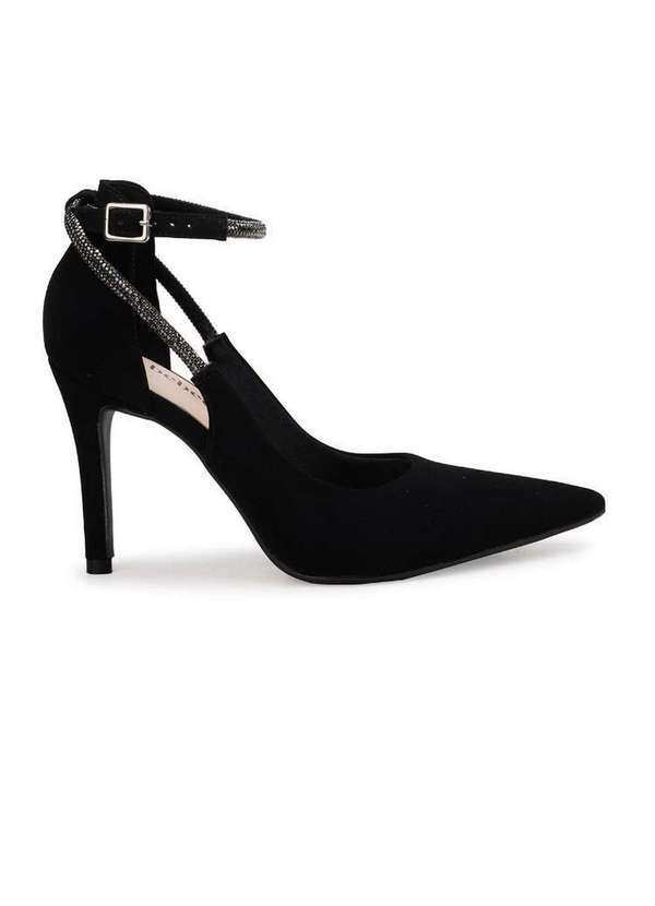 Bebecê - Scarpin Bebecê Sofisticado com Strass Salto Fino Preto