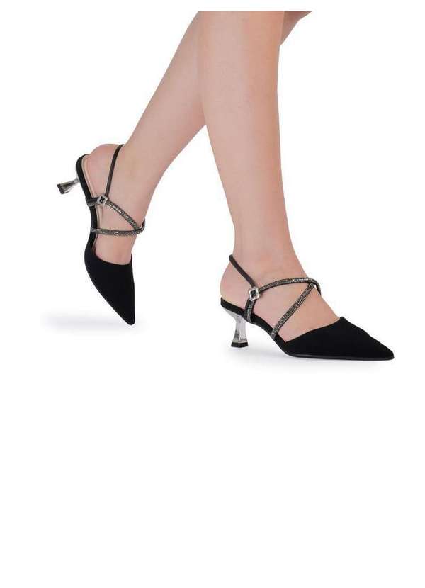 Bebecê - Scarpin Mule Bebecê Salto Taça com Tiras Brilhantes Preto 2