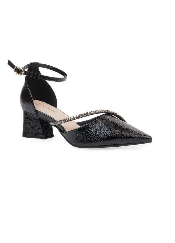 Bebecê - Scarpin Semi Aberto Bebecê com Tira de Strass Preto 4