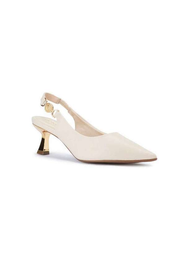 Bebecê - Scarpin Sligback Bebecê Salto Médio Taça com Pingente Creme 3