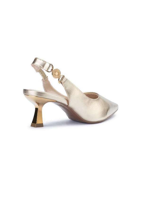 Bebecê - Scarpin Sligback Bebecê Salto Médio Taça com Pingente Dourado 4