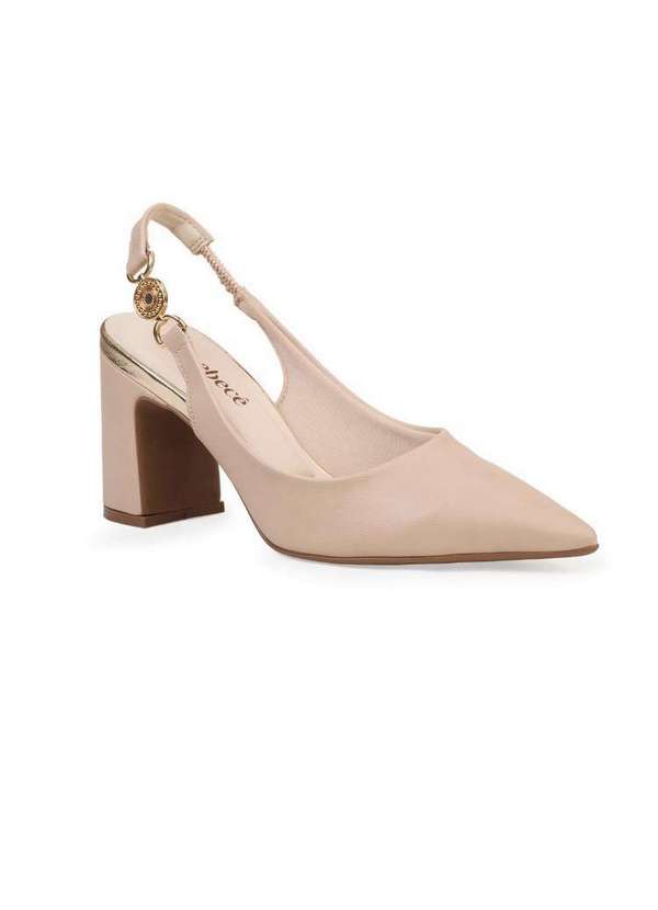 Bebecê - Scarpin Slingback Bebecê Aberto com Salto Grosso Nude 3