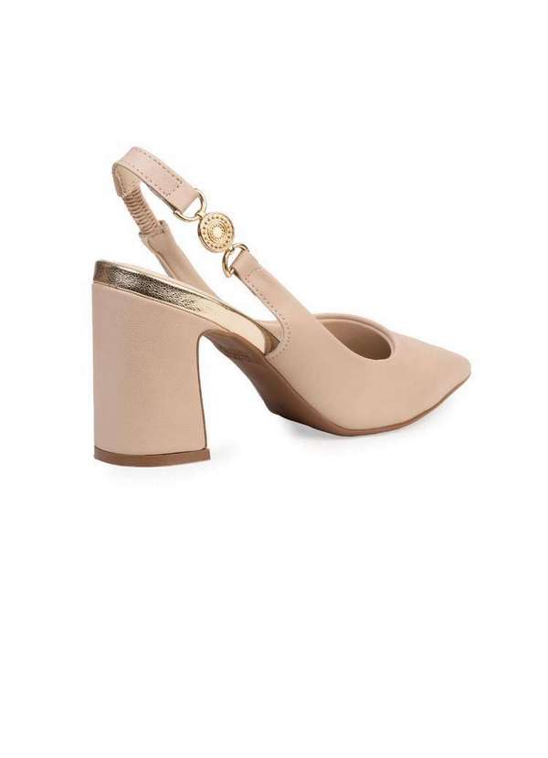 Bebecê - Scarpin Slingback Bebecê Aberto com Salto Grosso Nude 4