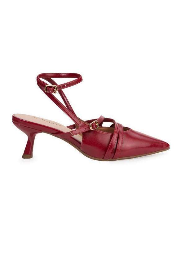Bebecê - Scarpin Slingback Bebecê com Tiras e Salto Taça Vermelho