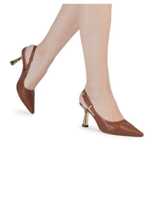 Bebecê - Scarpin Slingback Bebecê Salto Geométrico com Fivela Marrom 3
