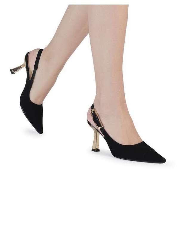 Bebecê - Scarpin Slingback Bebecê Salto Geométrico com Fivela Preto 2