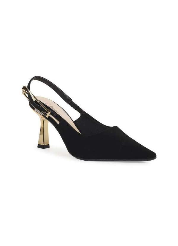 Bebecê - Scarpin Slingback Bebecê Salto Geométrico com Fivela Preto 3