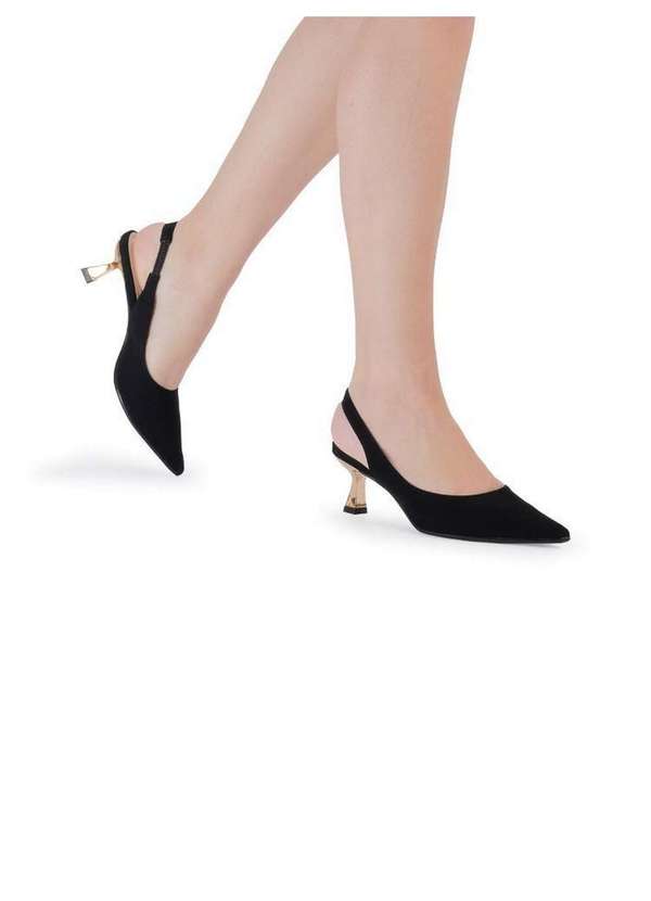 Bebecê - Slingback Bebecê Bico Fino com Salto Taça Preto 2