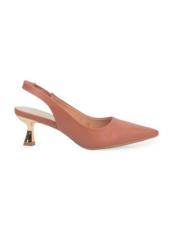 Bebecê - Slingback Bebecê Bico Fino com Salto Taça Marrom