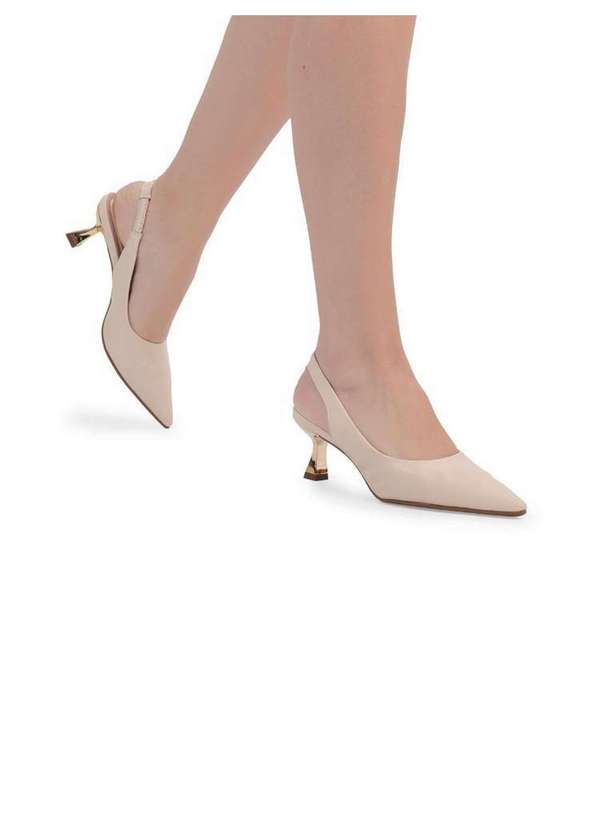 Bebecê - Slingback Bebecê Bico Fino com Salto Taça Aveia 2