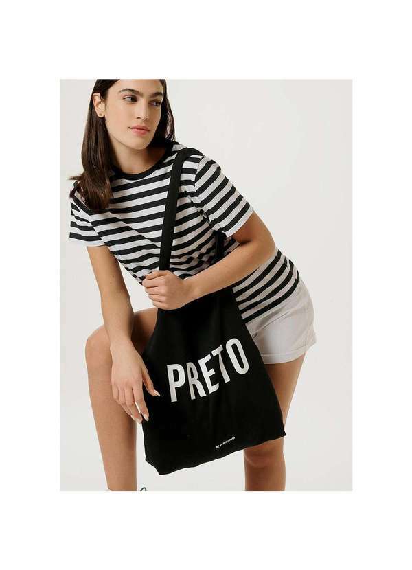 Hering - Bolsa Unissex com Estampa em Sarja de Algodão Preto