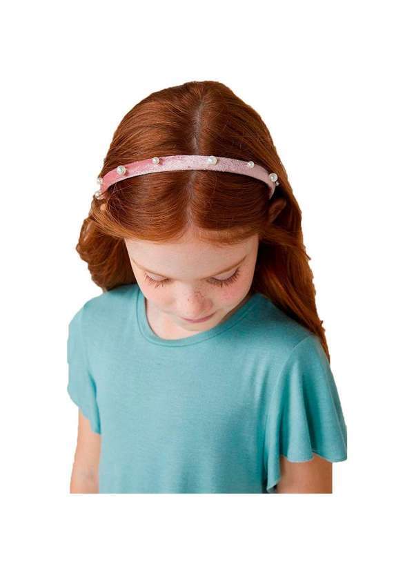 Hering - Tiara Infantil Menina de Veludo com Pérolas Rosa