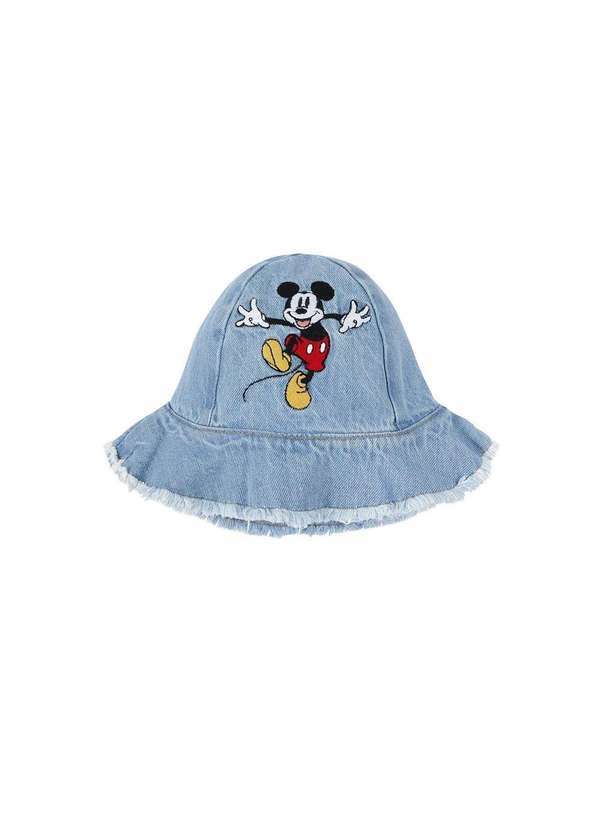 Hering - Chapéu Bucket Infantil Unissex Jeans Bordado Mickey Azul