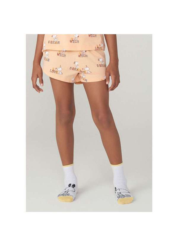 Hering - Meia Unissex Snoopy Cano Longo em Jacquard Amarelo