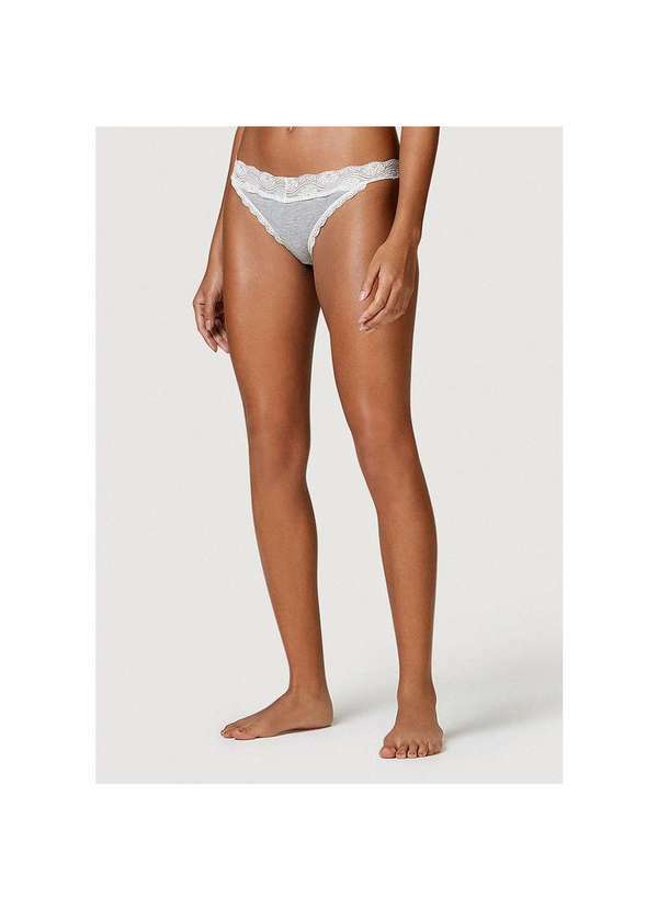 Hering - Calcinha Tanga Feminina com Renda Cinza