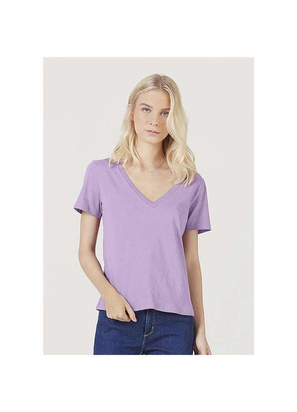 Hering - Blusa Básica Feminina em Algodão com Decote V Roxo