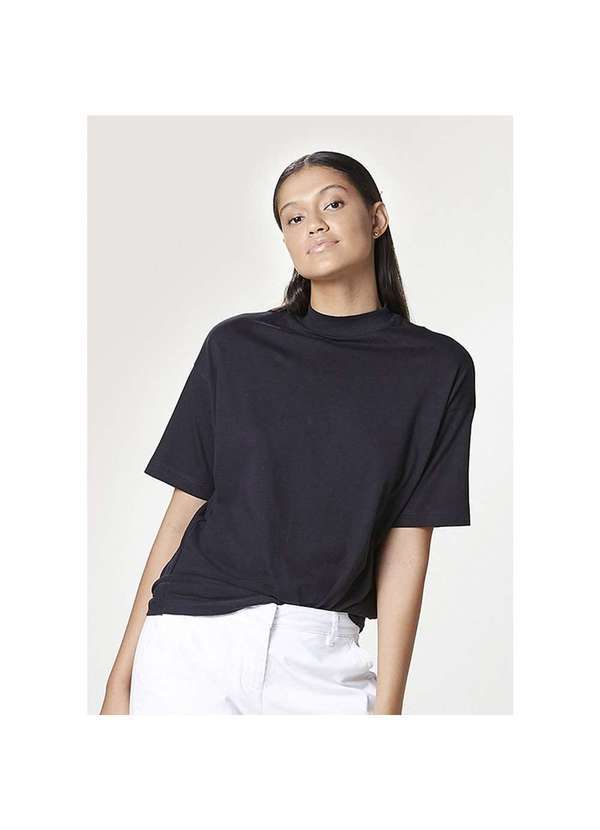 Hering - Blusa Básica Feminina Modelagem Oversized Gola Alta Preto