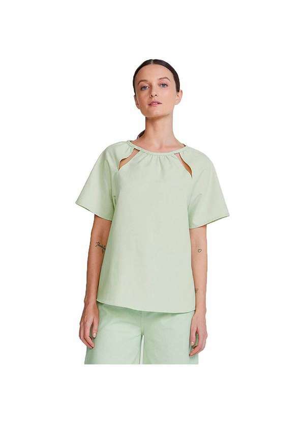 Hering - Blusa Evasê Feminina Ampla com Amarração Verde