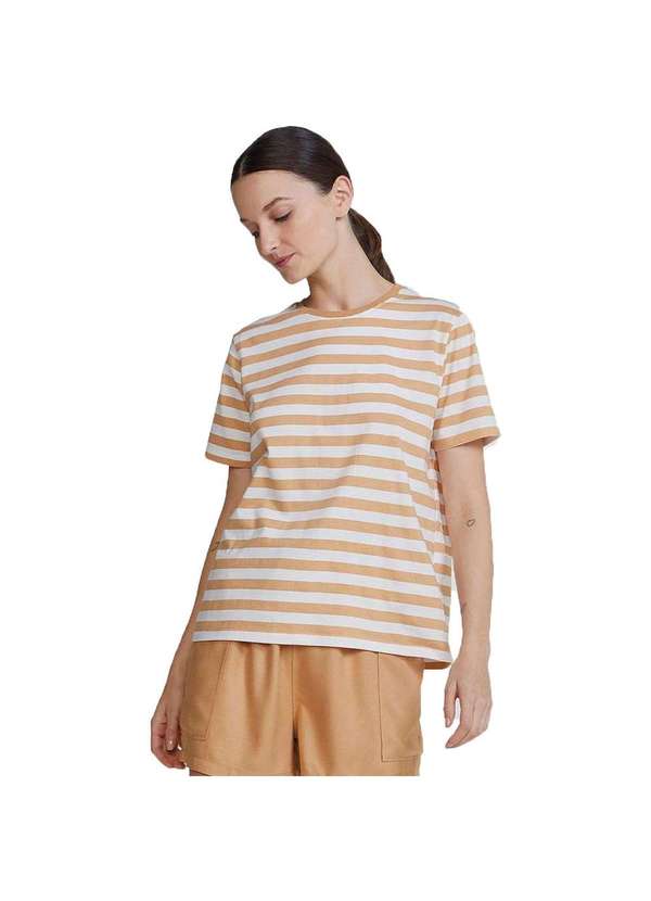 Hering - Blusa Listrada Feminina Regular Bege