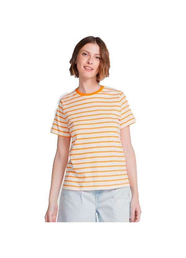 Hering - Blusa Listrada Feminina Regular Laranja