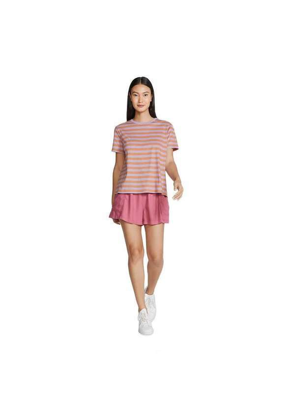 Hering - Blusa Listrada Feminina Regular Rosa-Chiclete