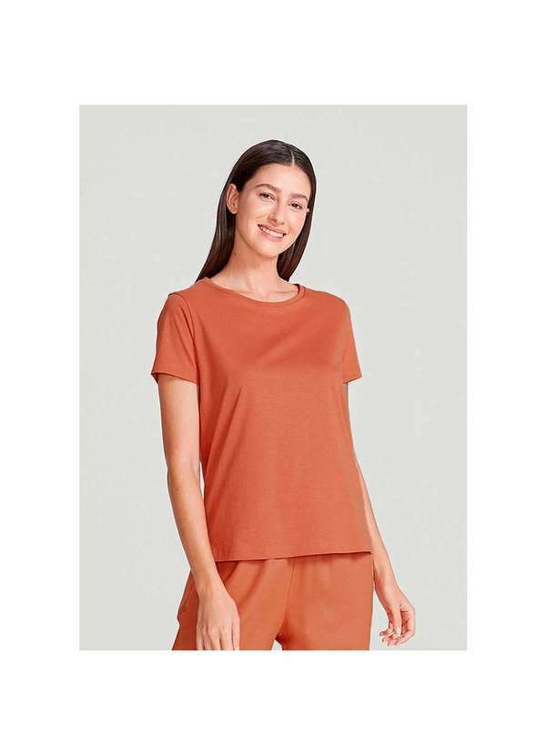 Hering - Camiseta Básica Feminina Manga Curta em Algodão Pima Laranja