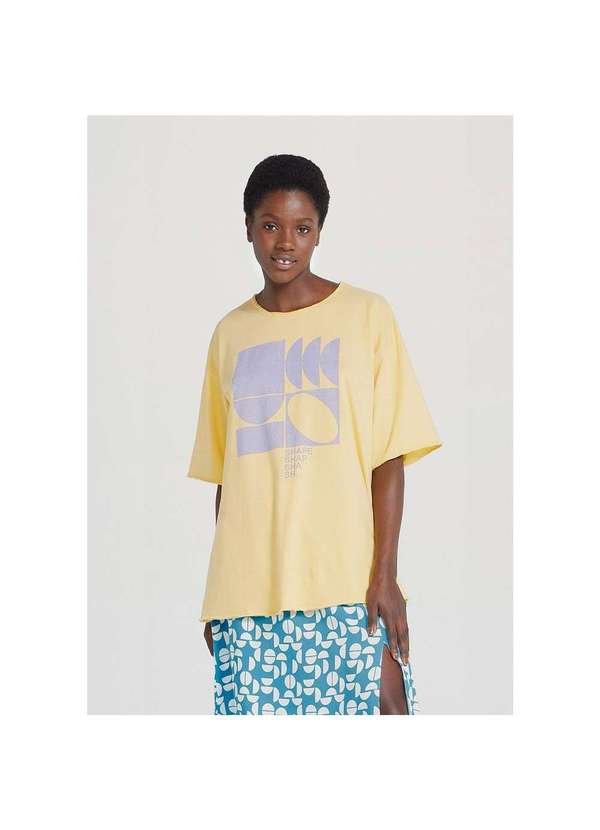Hering Camiseta Feminina Estampada Ampla Amarelo
