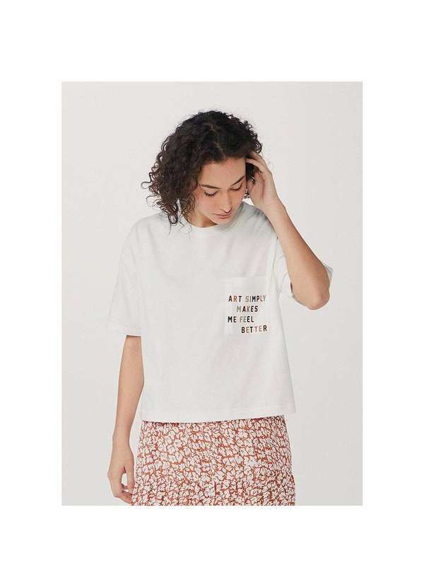 Hering - Dia das Maes Blusa Feminina com Estampa Flocada em Algodão Off-White