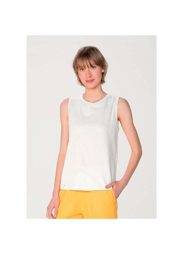 Hering - Regata Feminina Alças Largas em Malha de Algodão Off-White