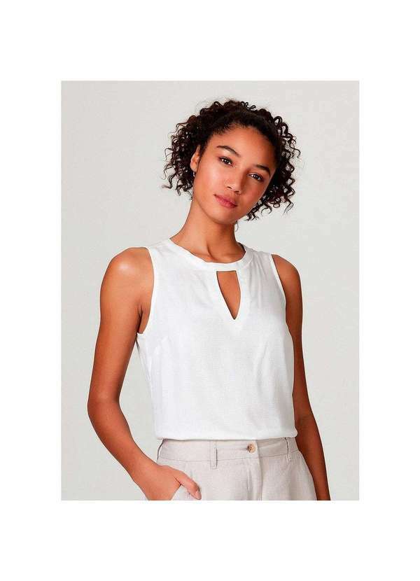 Hering - Regata Feminina com Decote em Gota Off-White