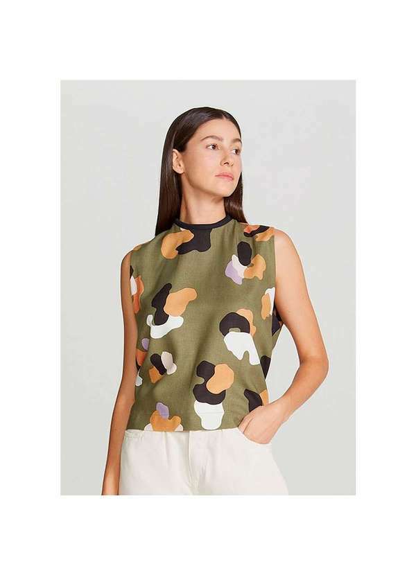 Hering - Regata Feminina com Fenda Camuflada Verde-Militar