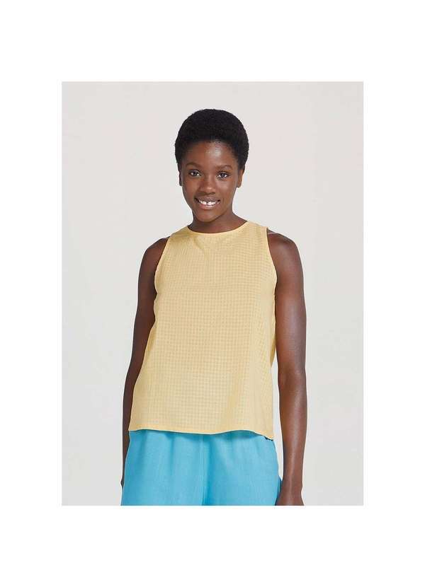 Hering - Regata Feminina Quadriculada Amarelo
