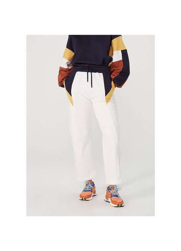Hering - Calça de Moletom Peluciada Feminina Reta Off-White