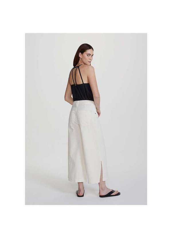 Hering - Calça de Sarja Feminina Pantacourt Cintura Alta Off-White 3
