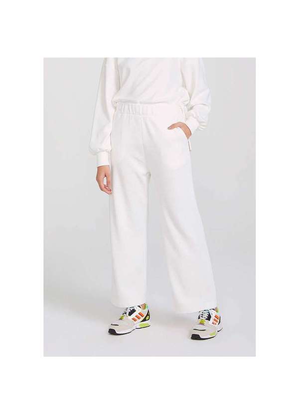 Hering - Calça em Moletom Feminina Cintura Alta Off-White