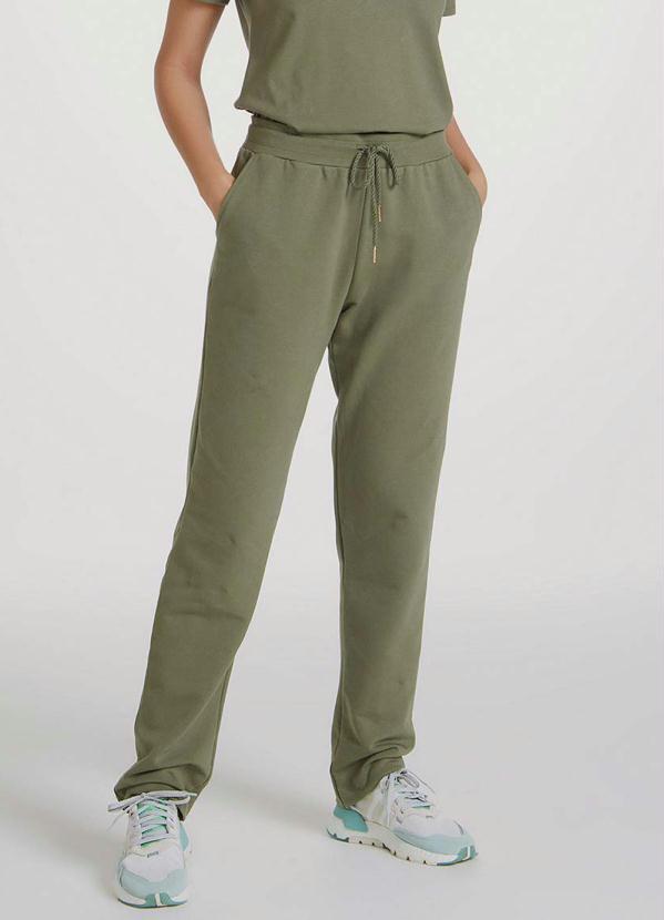 Hering - Calça Feminina em Moletom com Elastano Verde--Musgo