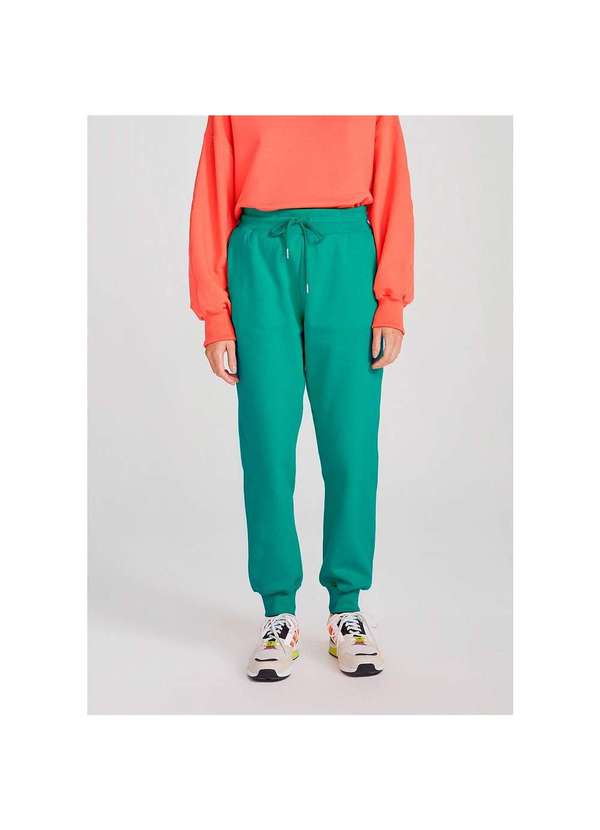 Hering - Calça Feminina em Moletom Peluciado Jogger Verde-Água