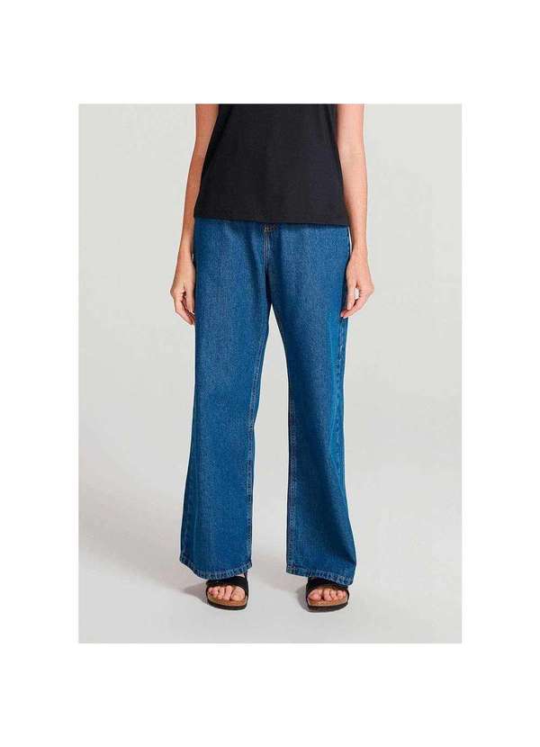 Hering - Calça Jeans Feminina Cintura Alta Pantacourt Azul-Escuro 2